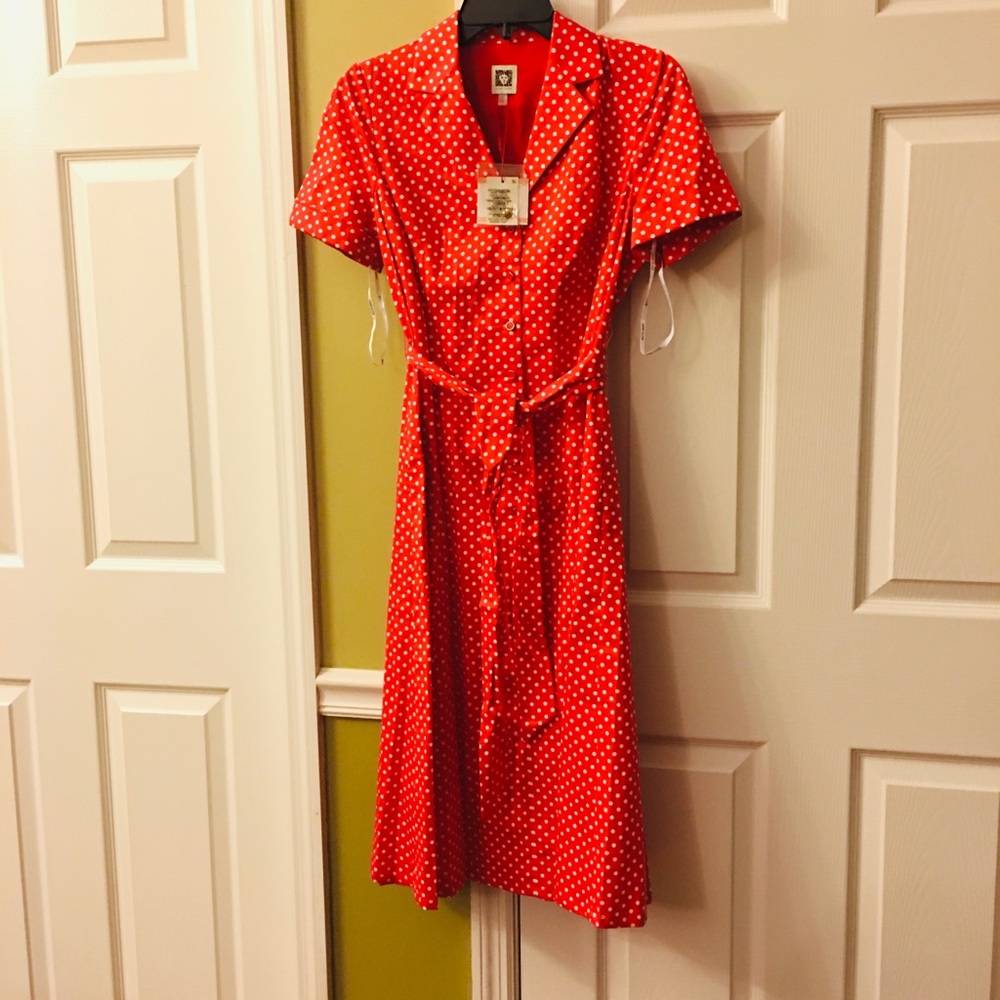 Anne Klein Women's Notch Collar Belted Shirt Dress